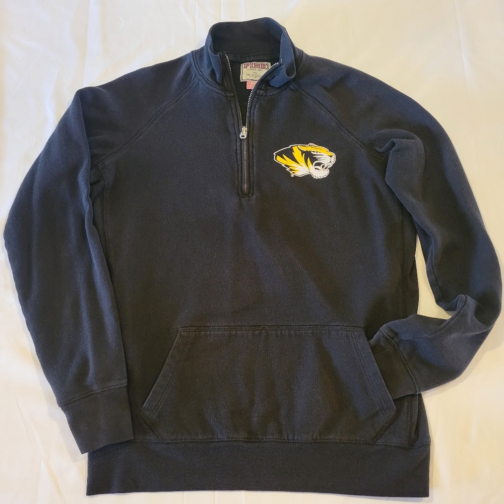 MIZZOU Quarter Zip Pullover Y2K Victoria's Secret PINK/5th&Ocean|Black|Small